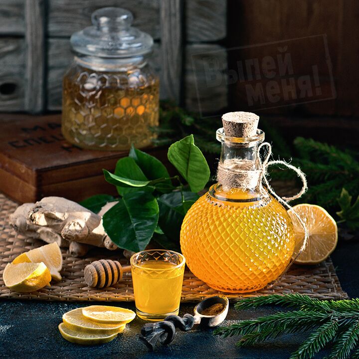 Moonshine with orange, ginger and honey will strengthen a man