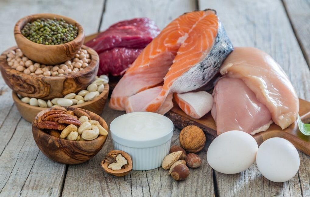 Products with high levels of animal protein and vegetables
